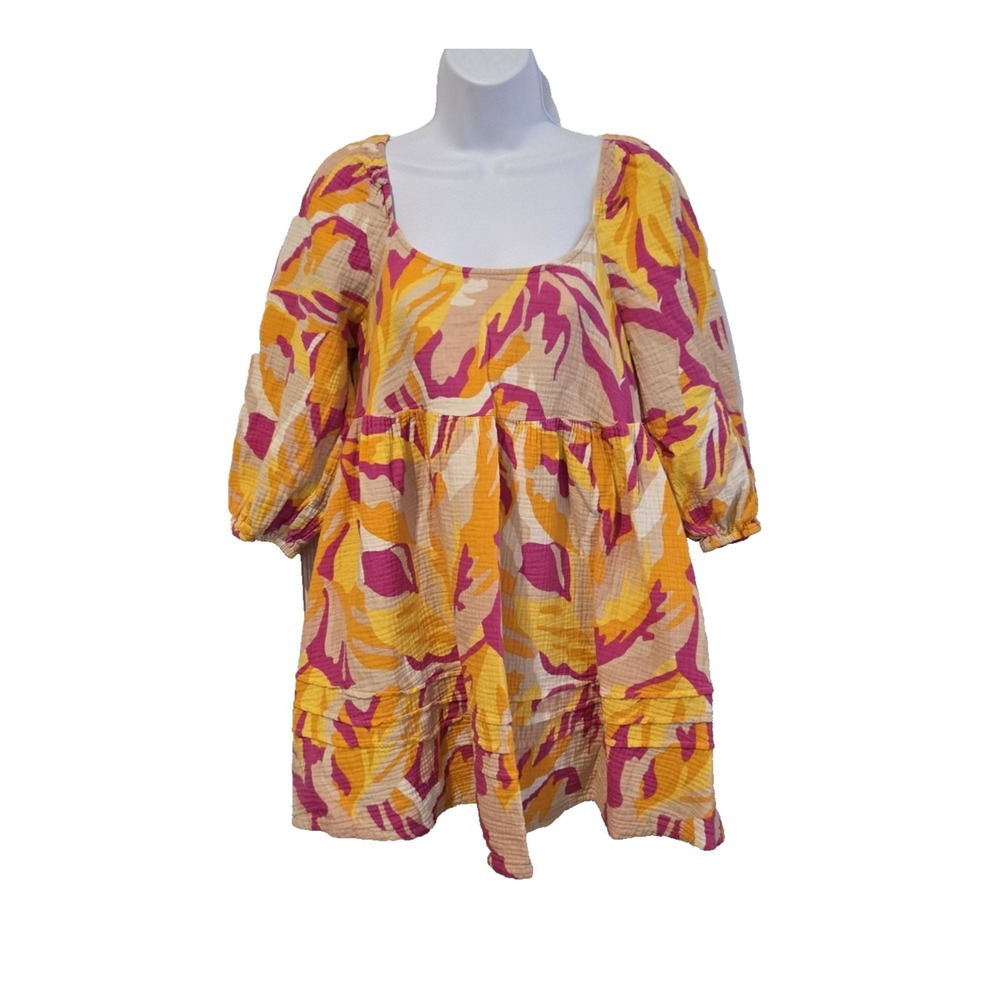 Sanctuary Women's Scoop Neck Babydoll Mini Dress Gauzy Stand Out Fun Size Small